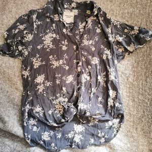 A&F Blue Floral Button Up Shirt